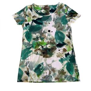 Jim Thompson Abstract Floral Watercolor Tee Shirt Pima Cotton Womens Large Slim